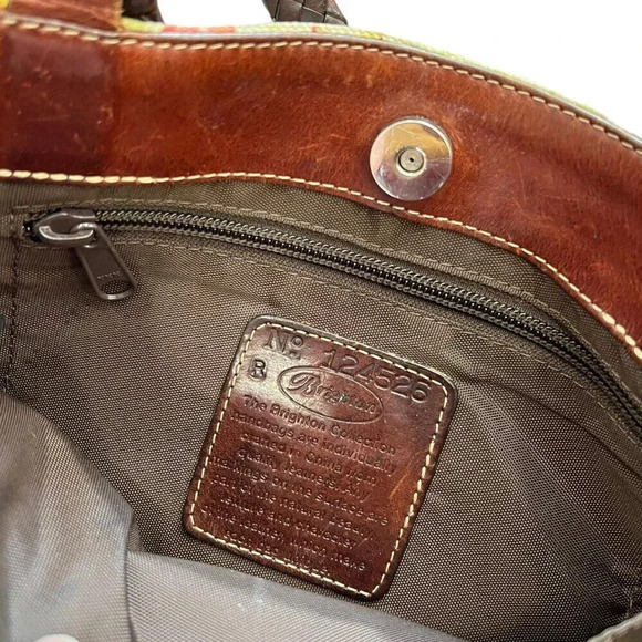 Brighton Green Floral Spring Canvas Leather Vintage Handbag - Picture 5 of 6